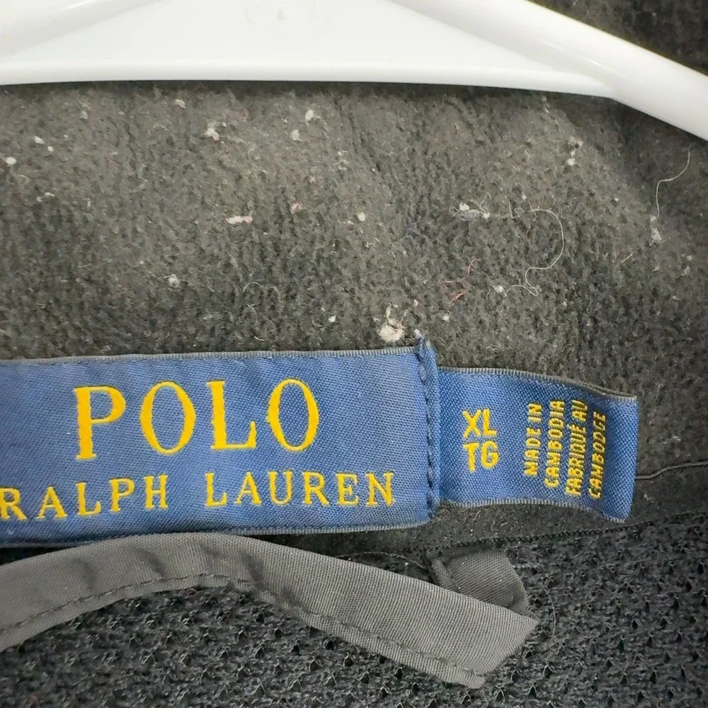 Polo Ralph Lauren Jacket Mens XL Black Polyester Nylon Full Zip Mock Neck Style‎